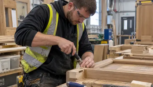 Architectural Joinery NVQ Level 3 joiner making a window at the bench