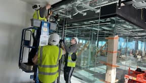 Skilled office screen partition installers installing system
