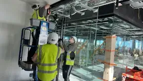 Skilled office screen partition installers installing system